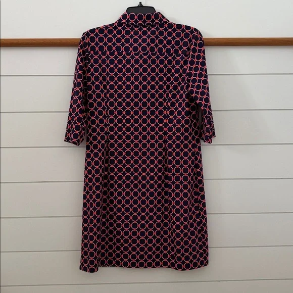 Jude Connally Long Sleeve Dress in Navy and Orange - Picture 2 of 3